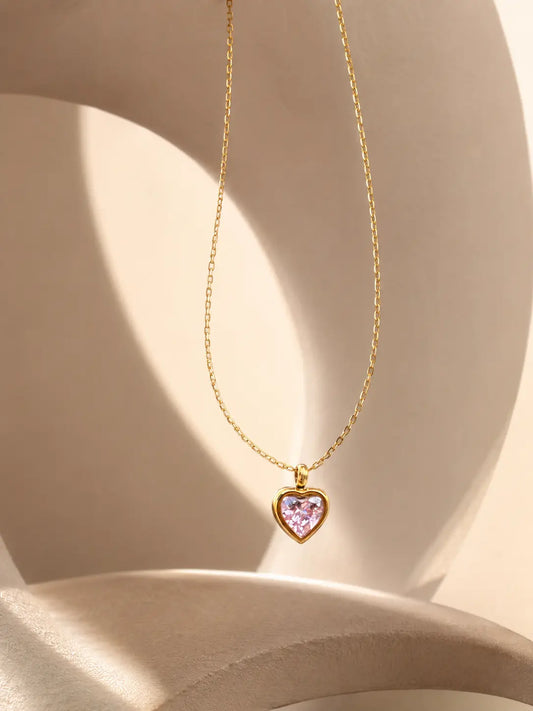Amora Pink Heart Necklace