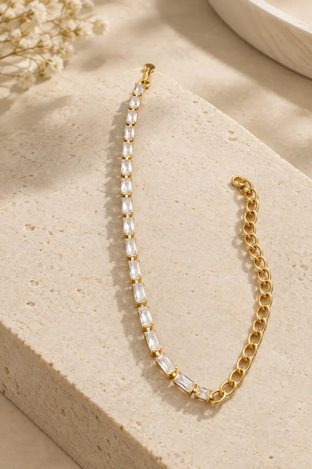 Lustrous Gold Baguette Tennis Bracelet