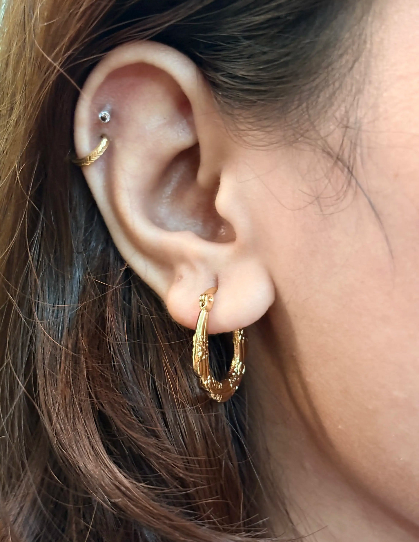 Ornate Gold Heritage Hoops
