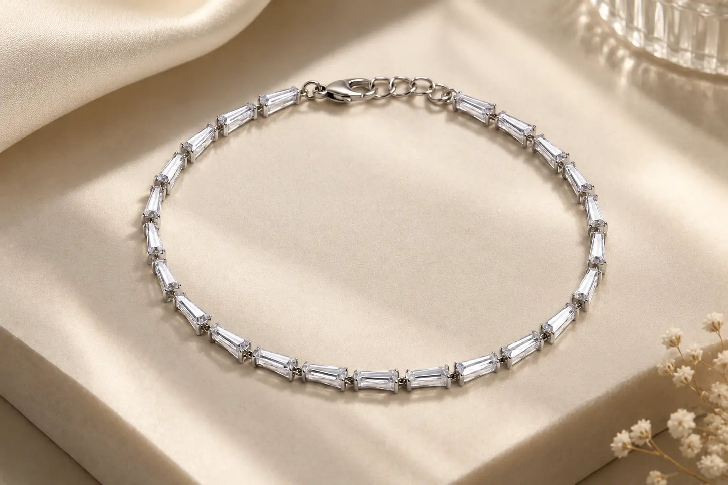 Aurelia Silver Baguette Crystal Bracelet