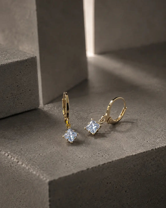 Aurora Crystal Square Drop Earrings