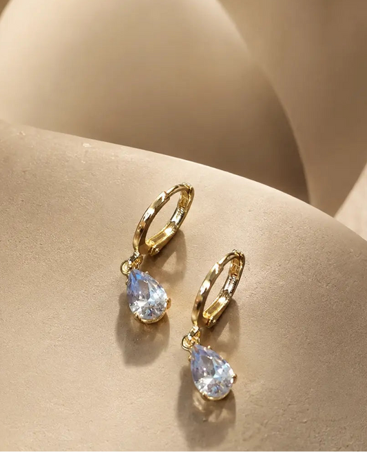 Celeste Pear Drop Huggie Earrings