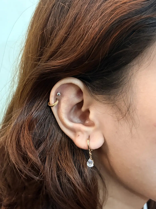 Celeste Pear Drop Huggie Earrings