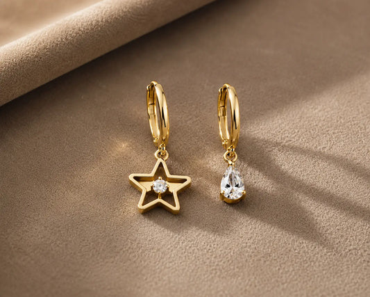 Celestial Star & Teardrop Dual Identity Earrings