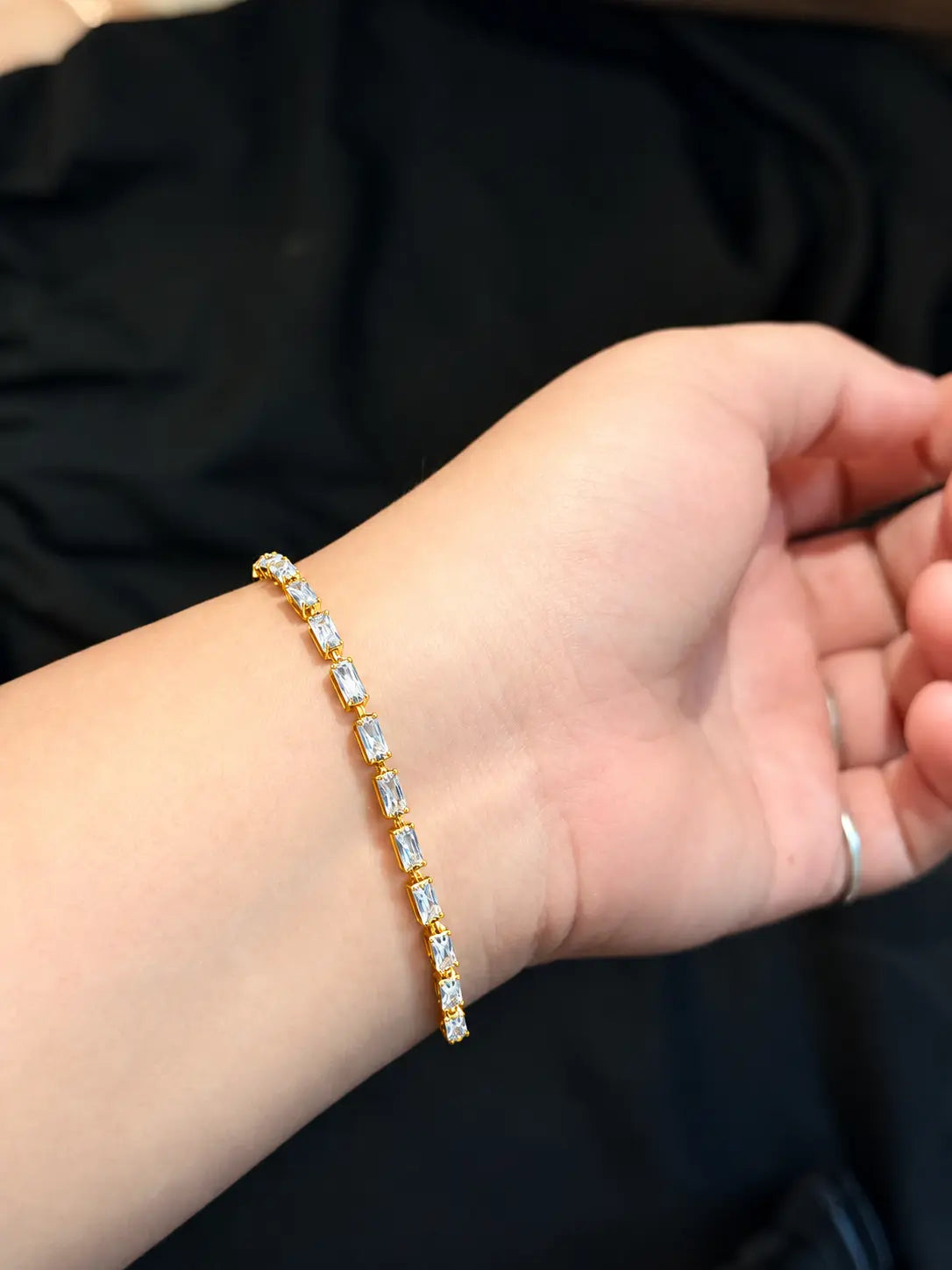 Lustrous Gold Baguette Tennis Bracelet