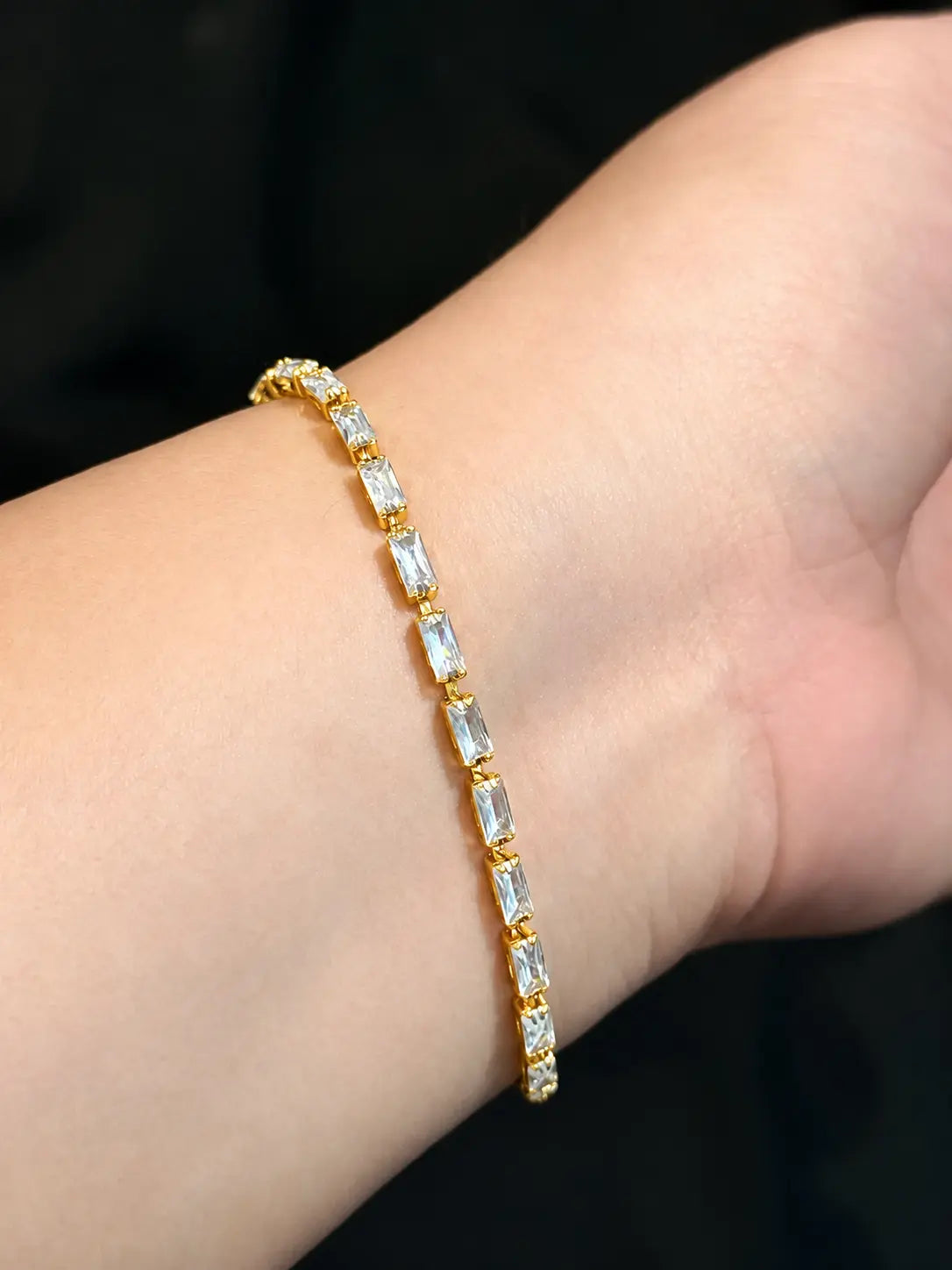 Lustrous Gold Baguette Tennis Bracelet