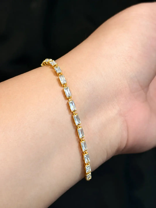 Lustrous Gold Baguette Tennis Bracelet