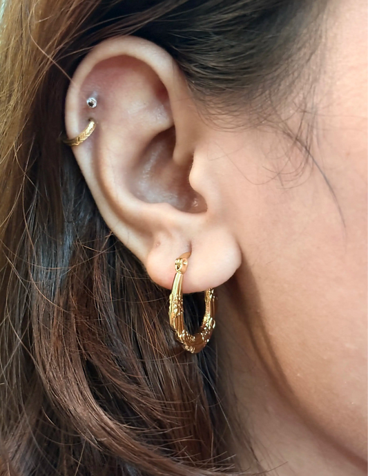 Ornate Gold Heritage Hoops