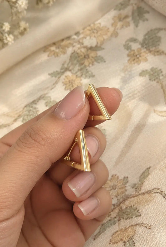 Sculpted Triangle Hoop Earrings